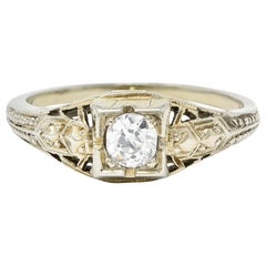 Art Deco 0.23 Carat Diamond 18 Karat White Gold Engagement Ring