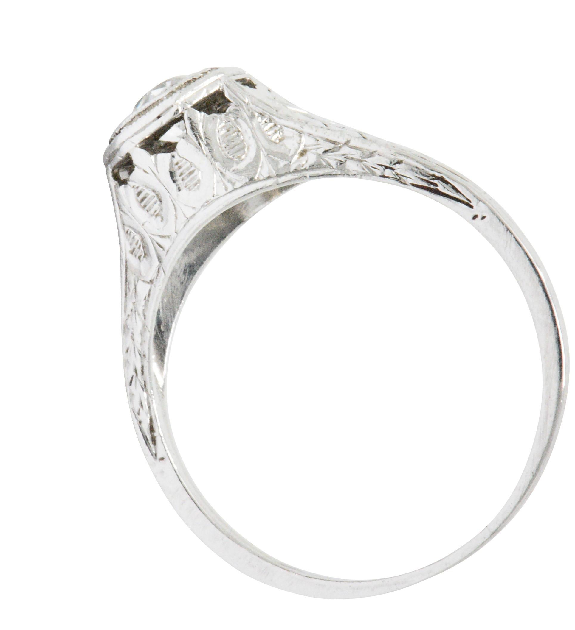 Art Deco 0.25 Carat Old European Diamond Platinum Octagonal Engagement Ring 1