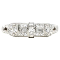 Art Deco 0.25 Carat Diamond Platinum Geometric Band Ring