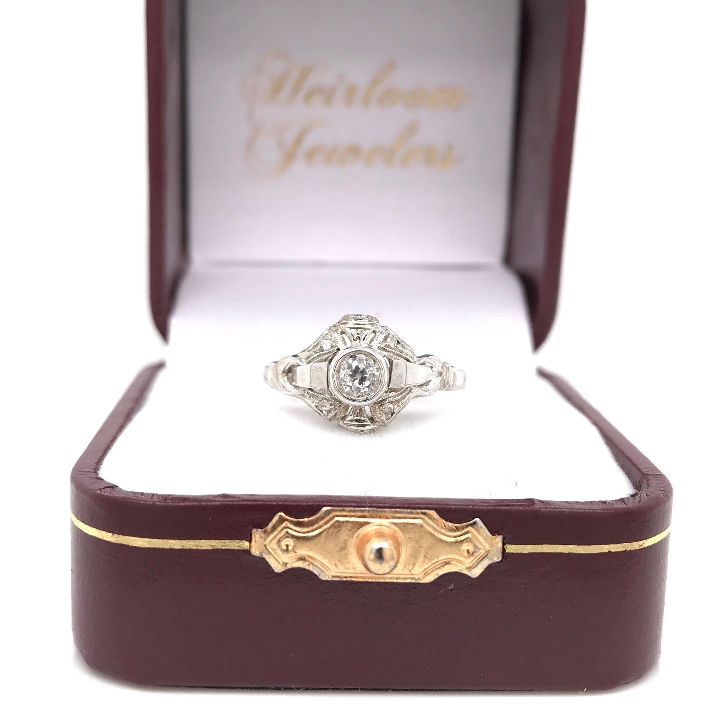 Art Deco 0.25 Carat Diamond Ring For Sale 8