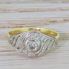 Art Deco 0.25 Carat Old Cut Diamond Swirl Ring