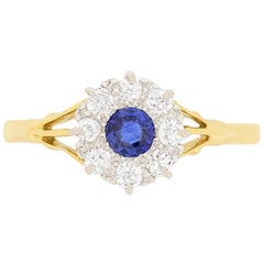 Art Deco 0.25 Carat Sapphire and Diamond Cluster Ring, circa 1920s