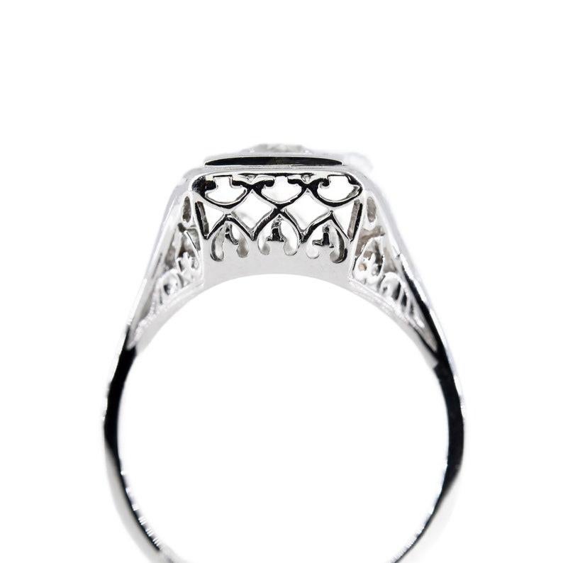 Art Deco 0,25 Karat Diamant Solitär Verlobungsring aus 18 Karat Gold Filigraner Verlobungsring für Damen oder Herren im Angebot