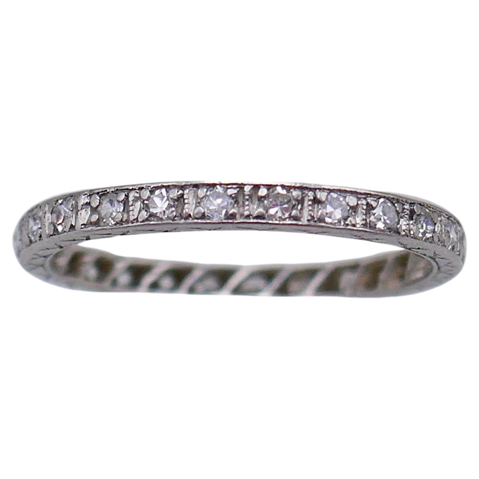 Art Deco 0.26 Carat Diamond Platinum Band Ring For Sale