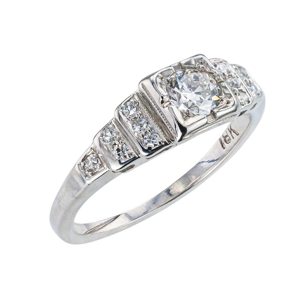 Art Deco 0.29 carat old European-cut diamond and white gold engagement ring circa 1930.   Love it because it caught your eye, and we are here to connect you with beautiful and affordable jewelry.  Simple and concise information you want to know is