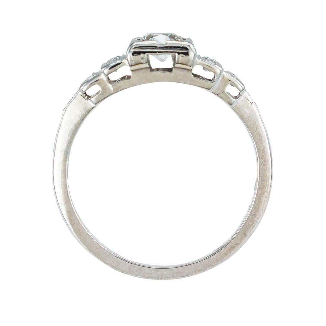 Women's or Men's Art Deco 0.29 Carat Old European Cut White Gold Engagement Ring