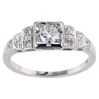 Art Deco Sapphire Diamond Engagement Ring at 1stDibs