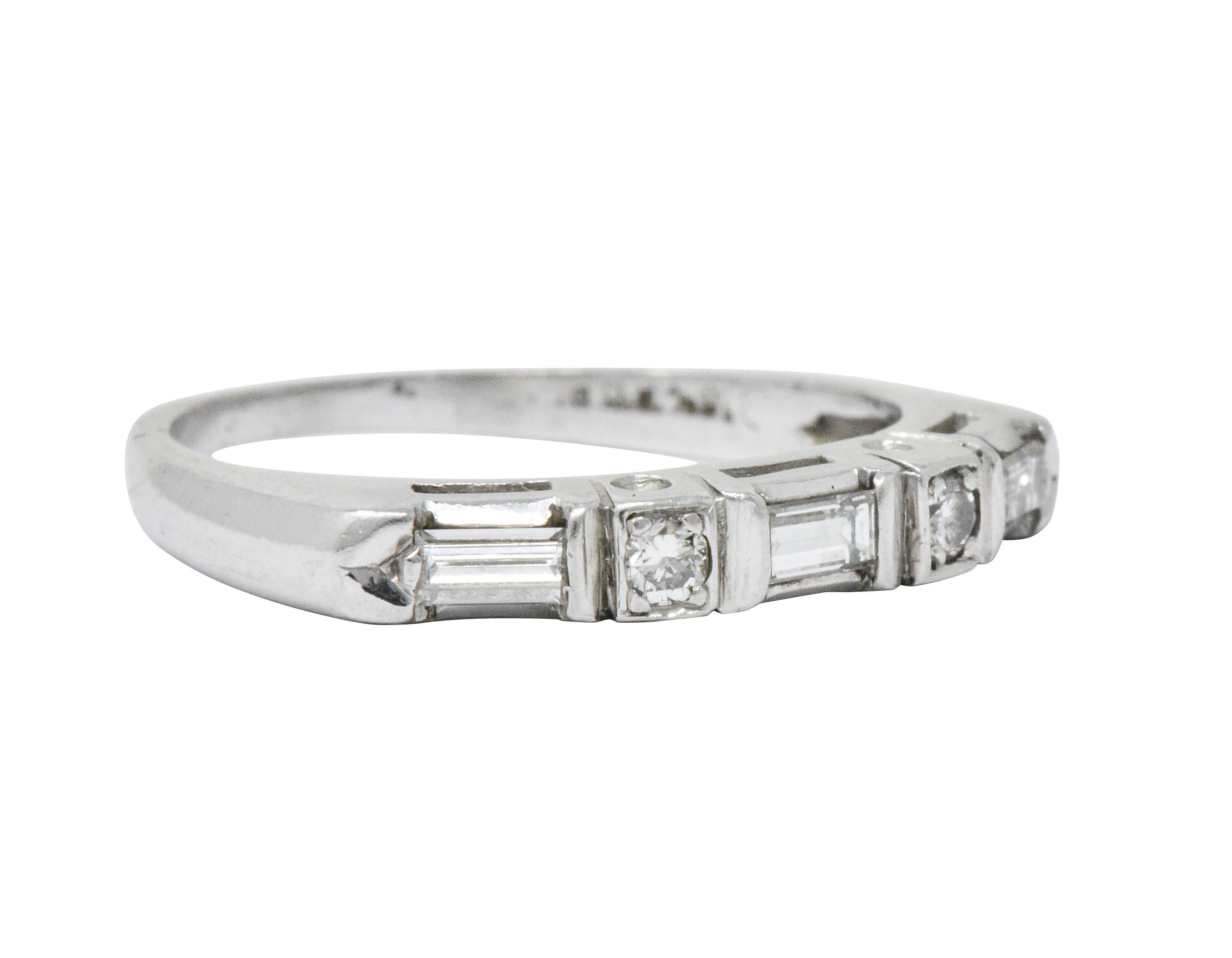 Round Cut Art Deco 0.30 Carat Diamond Platinum Band Ring