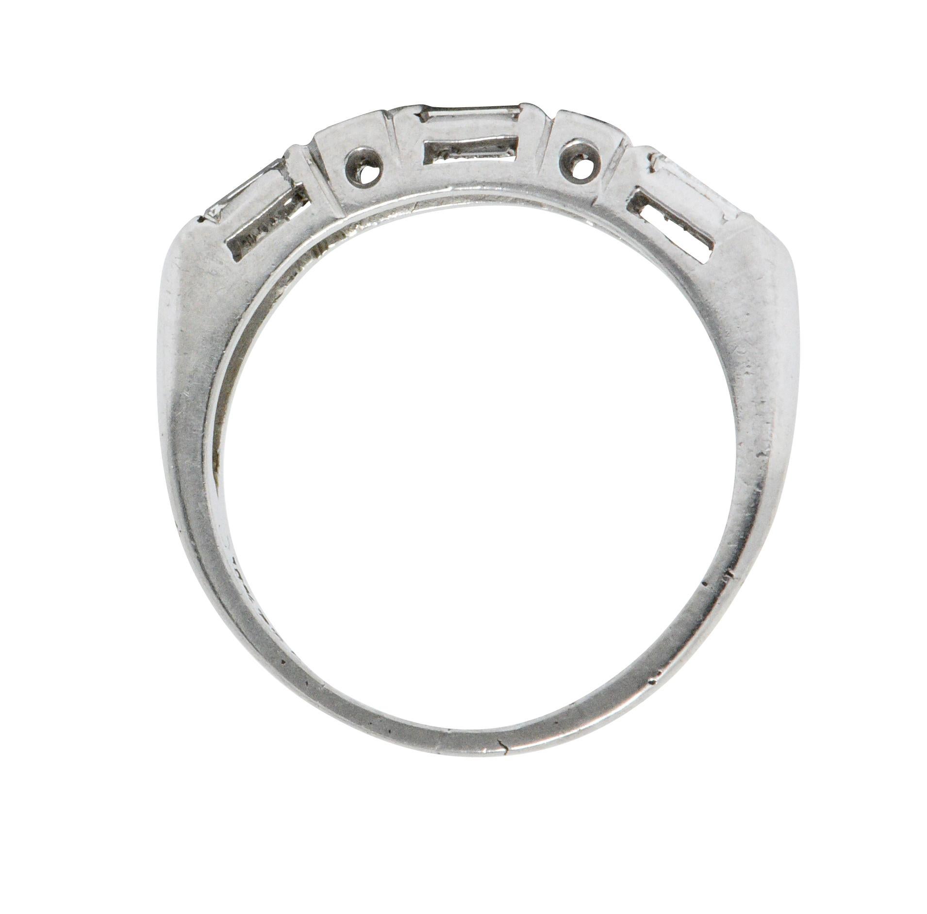 Art Deco 0.30 Carat Diamond Platinum Band Ring In Excellent Condition In Philadelphia, PA