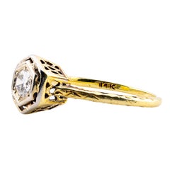 Art Deco 0.30 Carat Diamond Solitaire Vintage Engagement Ring 14K Yellow Gold