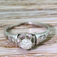 Art Deco 0.30 Carat Transitional Cut Diamond Platinum Engagement Ring