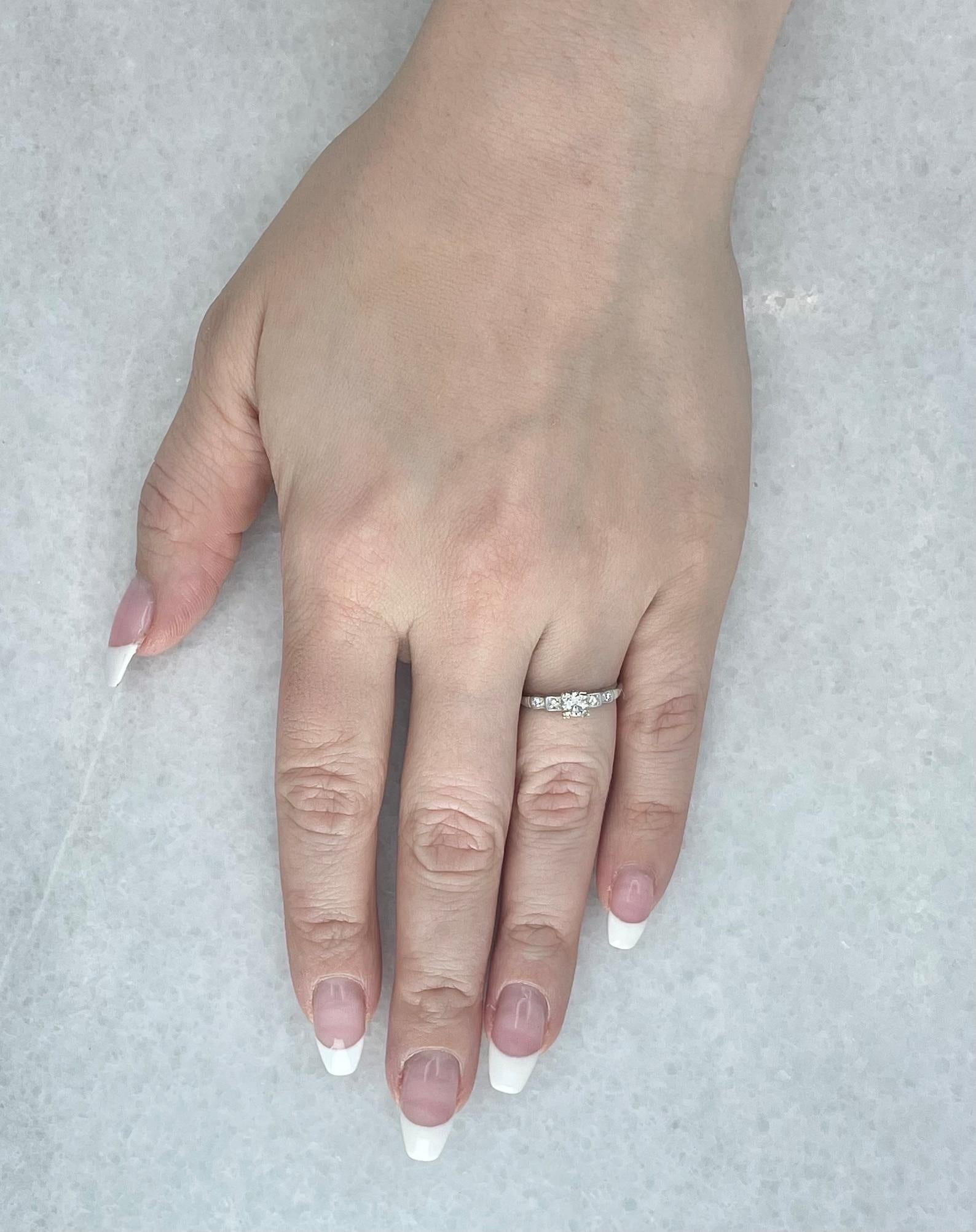 Art Deco 0.30ct European Cut Diamond Engagement Ring in Platinum For Sale 1