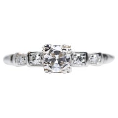 Art Deco 0.30ct European Cut Diamond Engagement Ring in Platinum