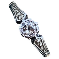 Art-Deco 0.30ct Old European Cut Diamond Solitaire Engagement Ring in 18K/Plat.