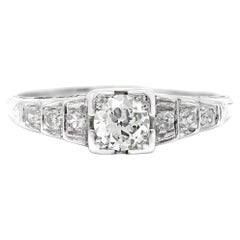 Antique Art Deco 0.32 Ct. Diamond Engagement Ring G VS2 in 18k White Gold