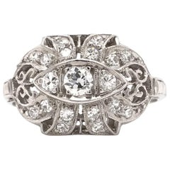 Art Deco 0.33 Carat Platinum Filigree Diamond Ring
