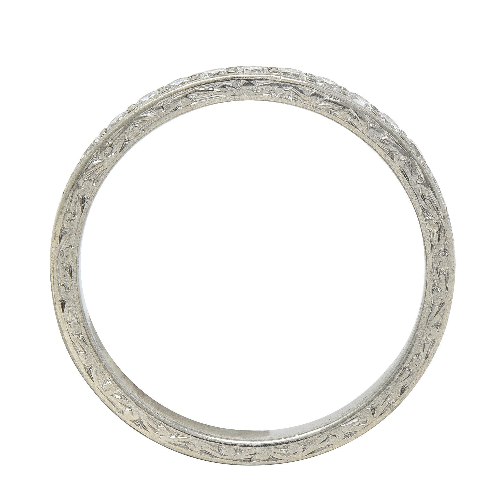 Art Deco 0.33 CTW Diamant Platin Vintage Scrolling Hochzeit Band Ring im Angebot 1