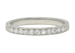 Art Deco 0.33 CTW Diamond Platinum Vintage Scrolling Wedding Band Ring