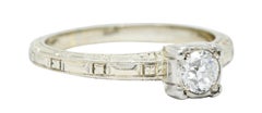 Art Deco 0.35 Carat Diamond 14 Karat White Gold Engagement Ring