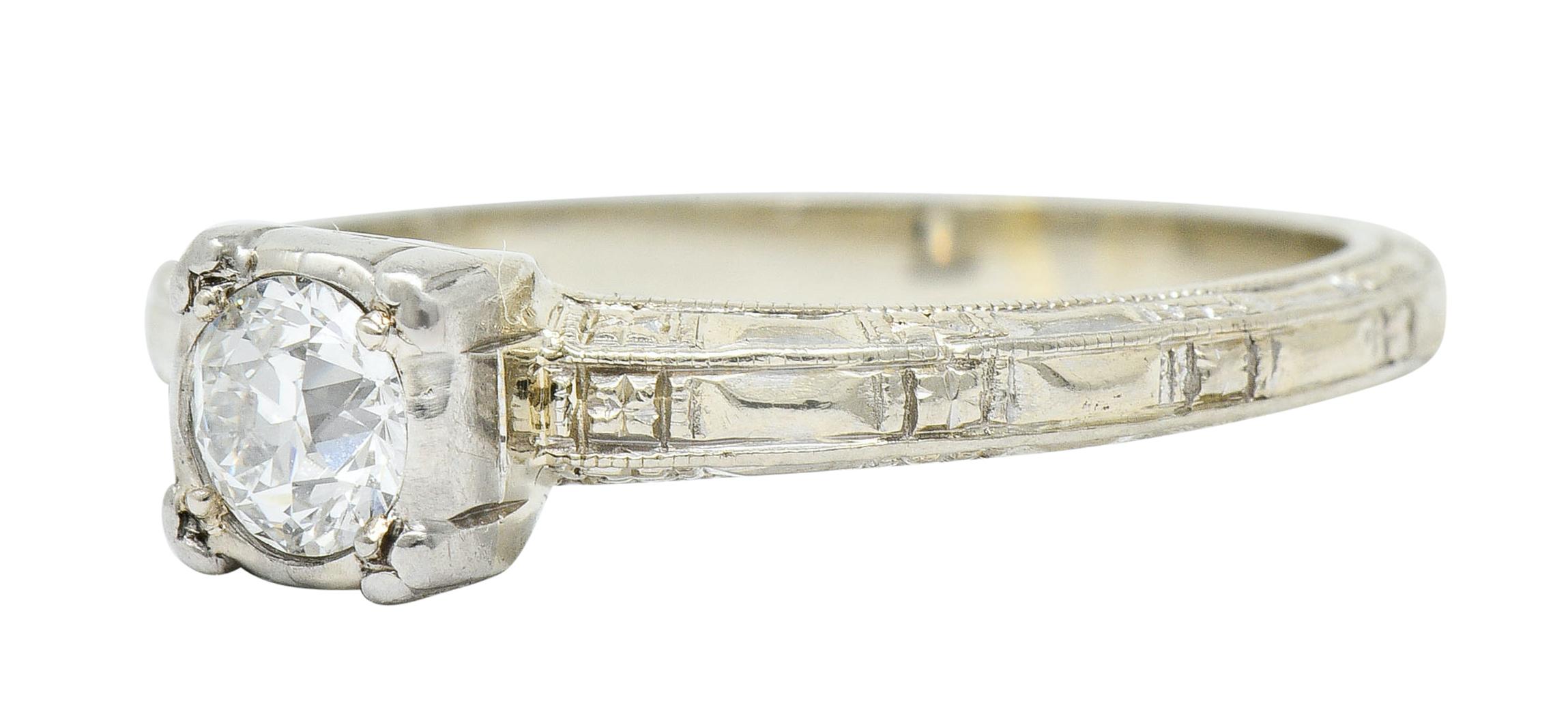 Art Deco 0.35 Carat Diamond 14 Karat White Gold Engagement Ring 1