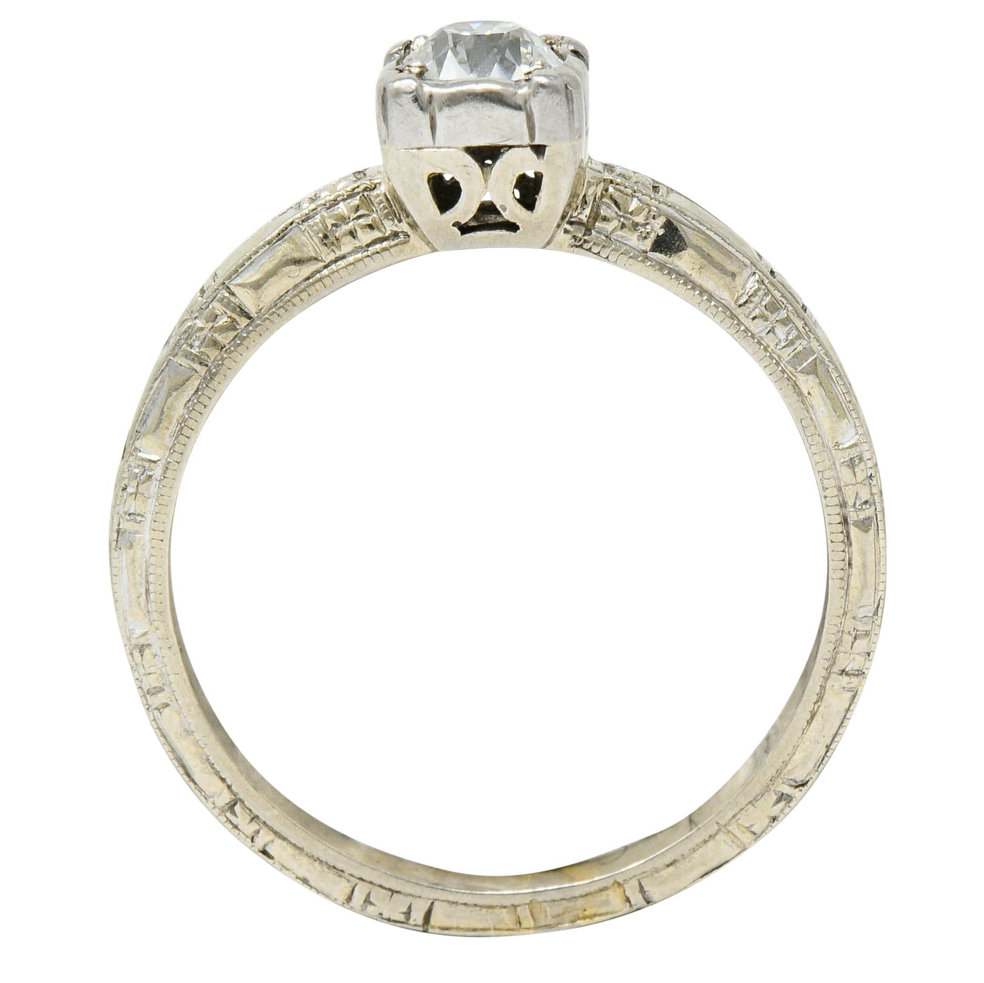 Art Deco 0.35 Carat Diamond 14 Karat White Gold Engagement Ring 2
