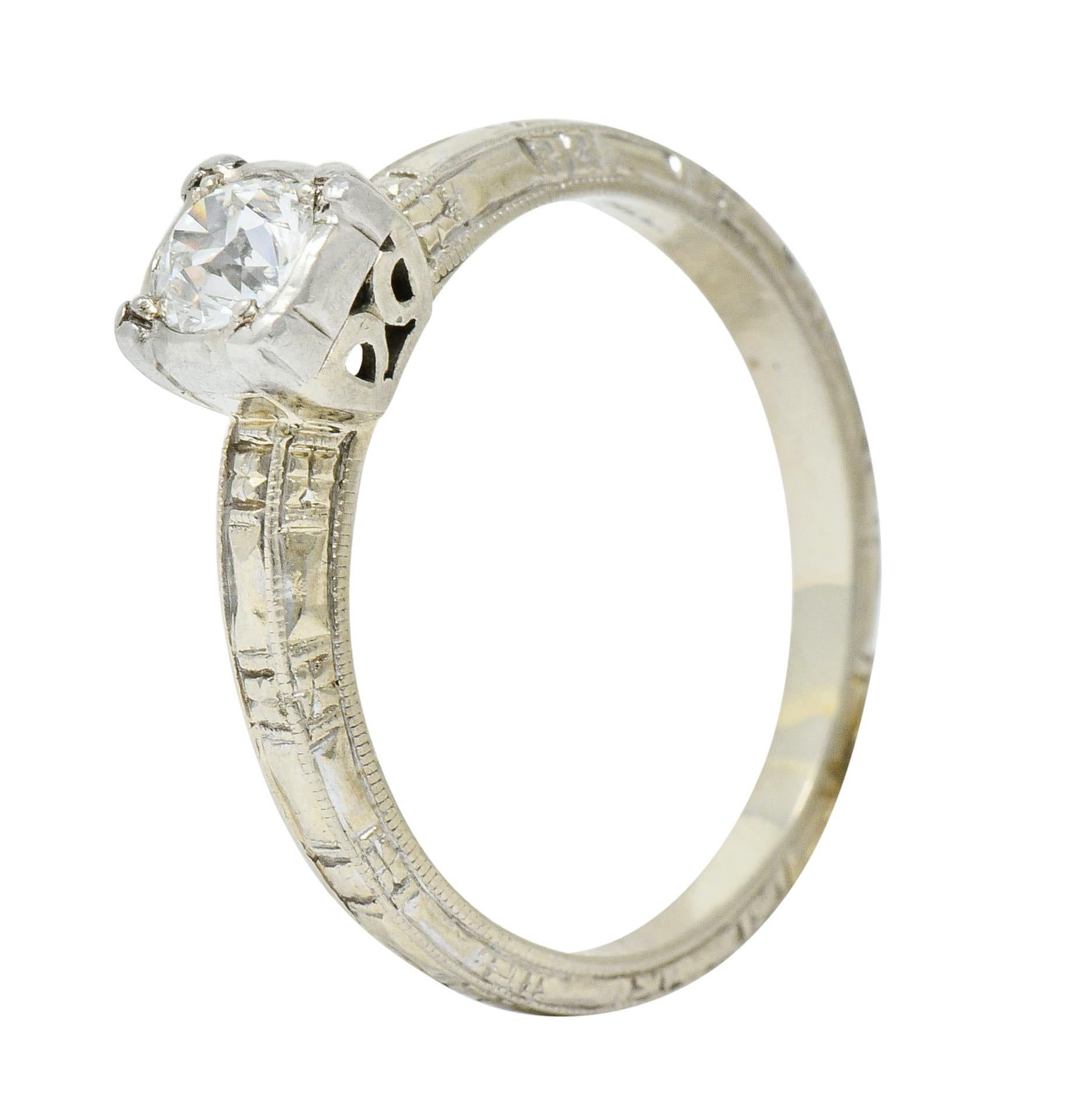 Art Deco 0.35 Carat Diamond 14 Karat White Gold Engagement Ring 3