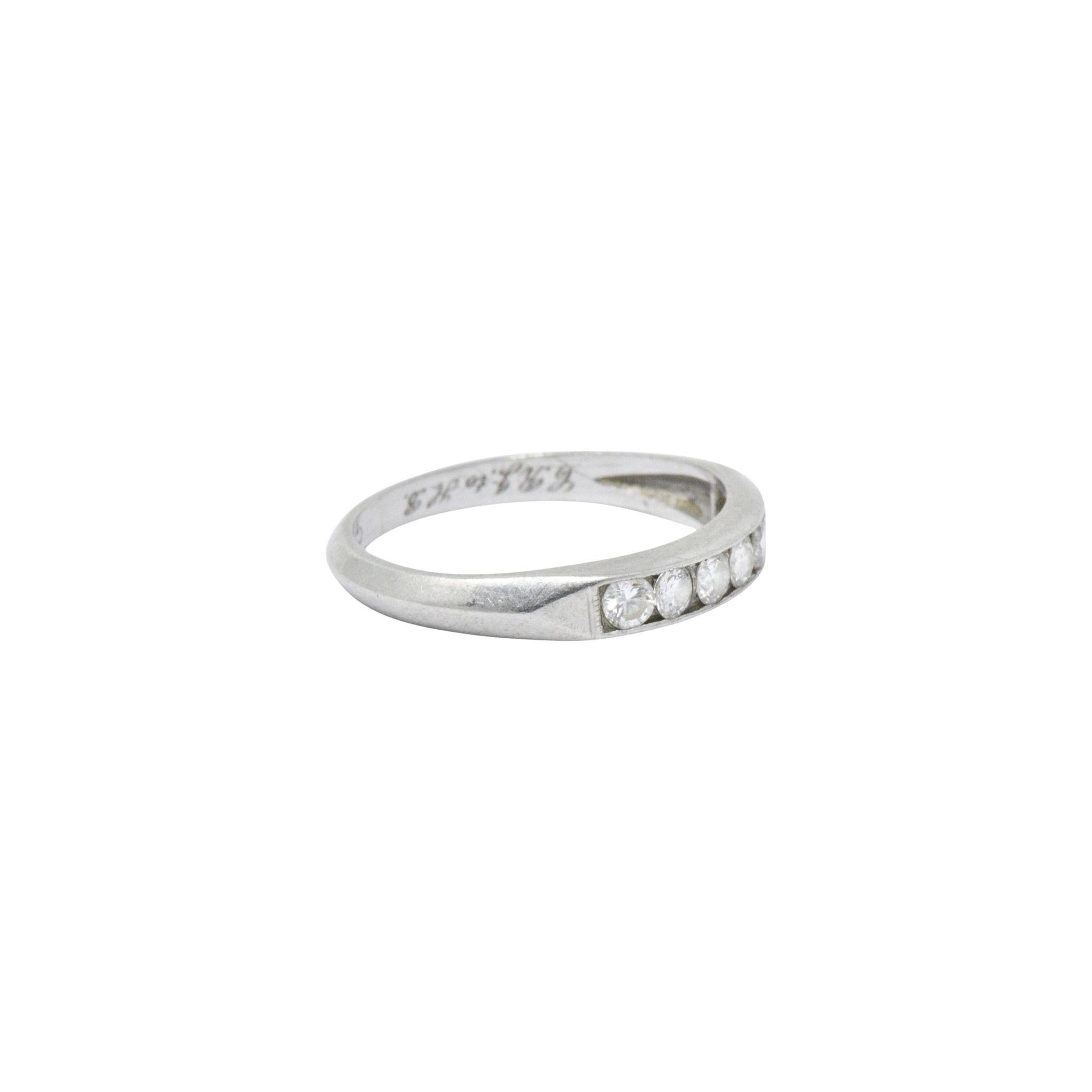 Women's or Men's Art Deco 0.35 Carat Diamond and Platinum Half Band Ring