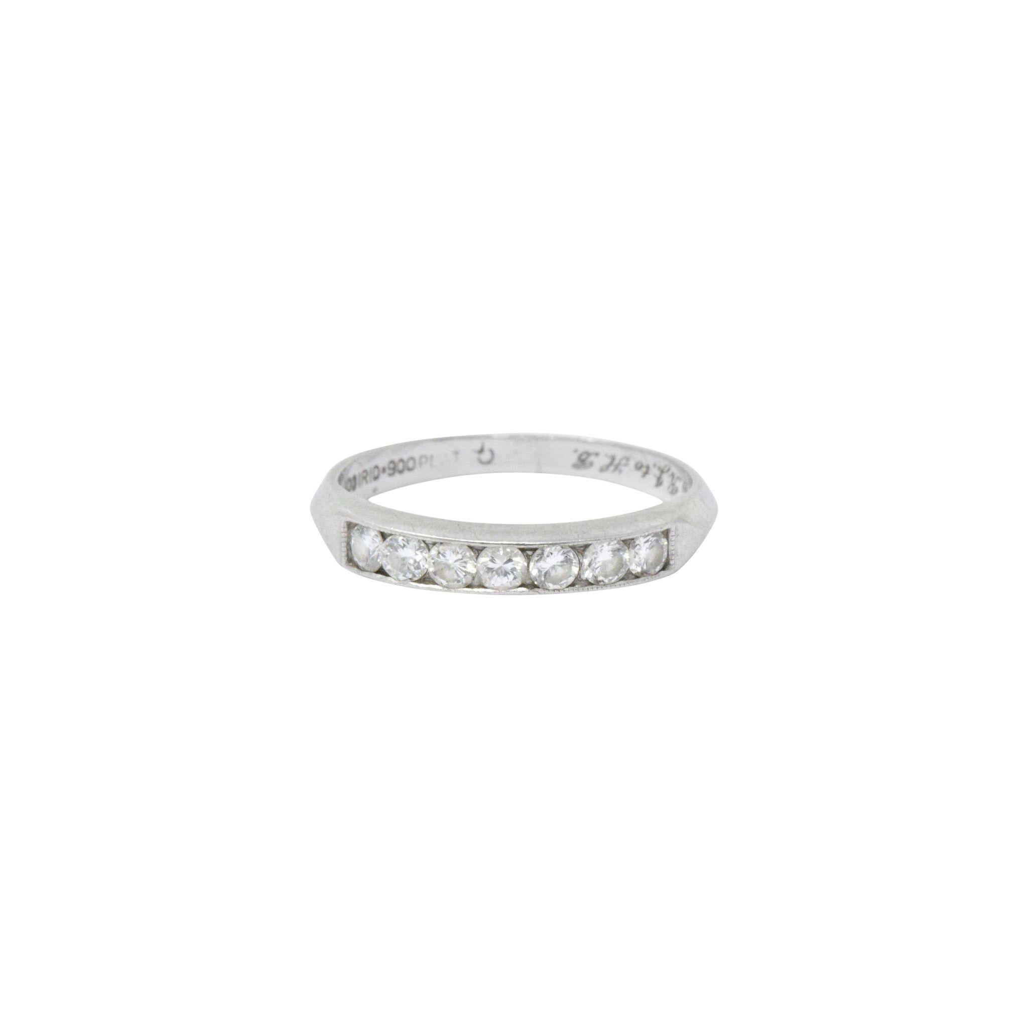 Art Deco 0.35 Carat Diamond and Platinum Half Band Ring 2