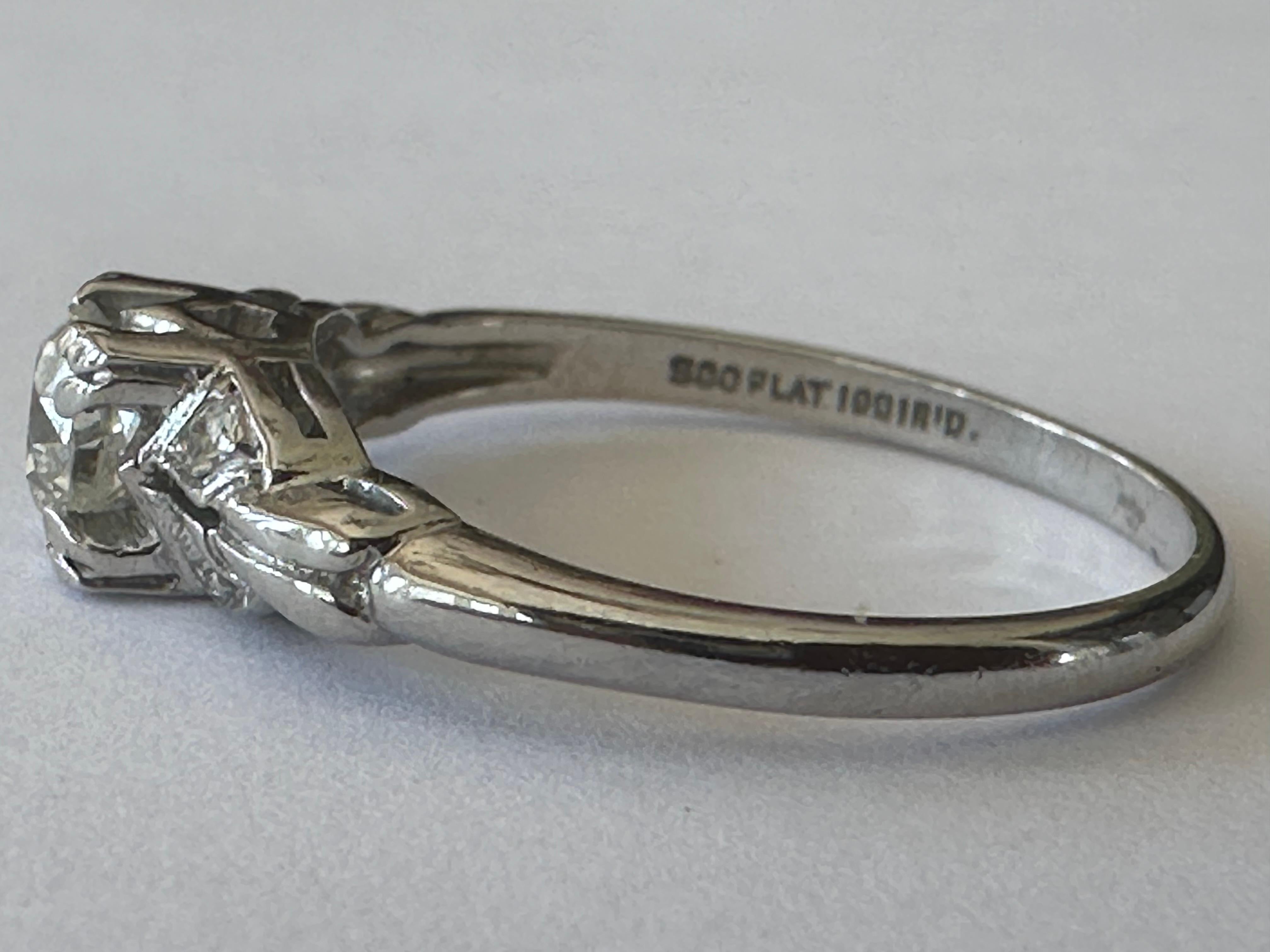 Old European Cut Art Deco 0.35-Carat Diamond Engagement Ring  For Sale