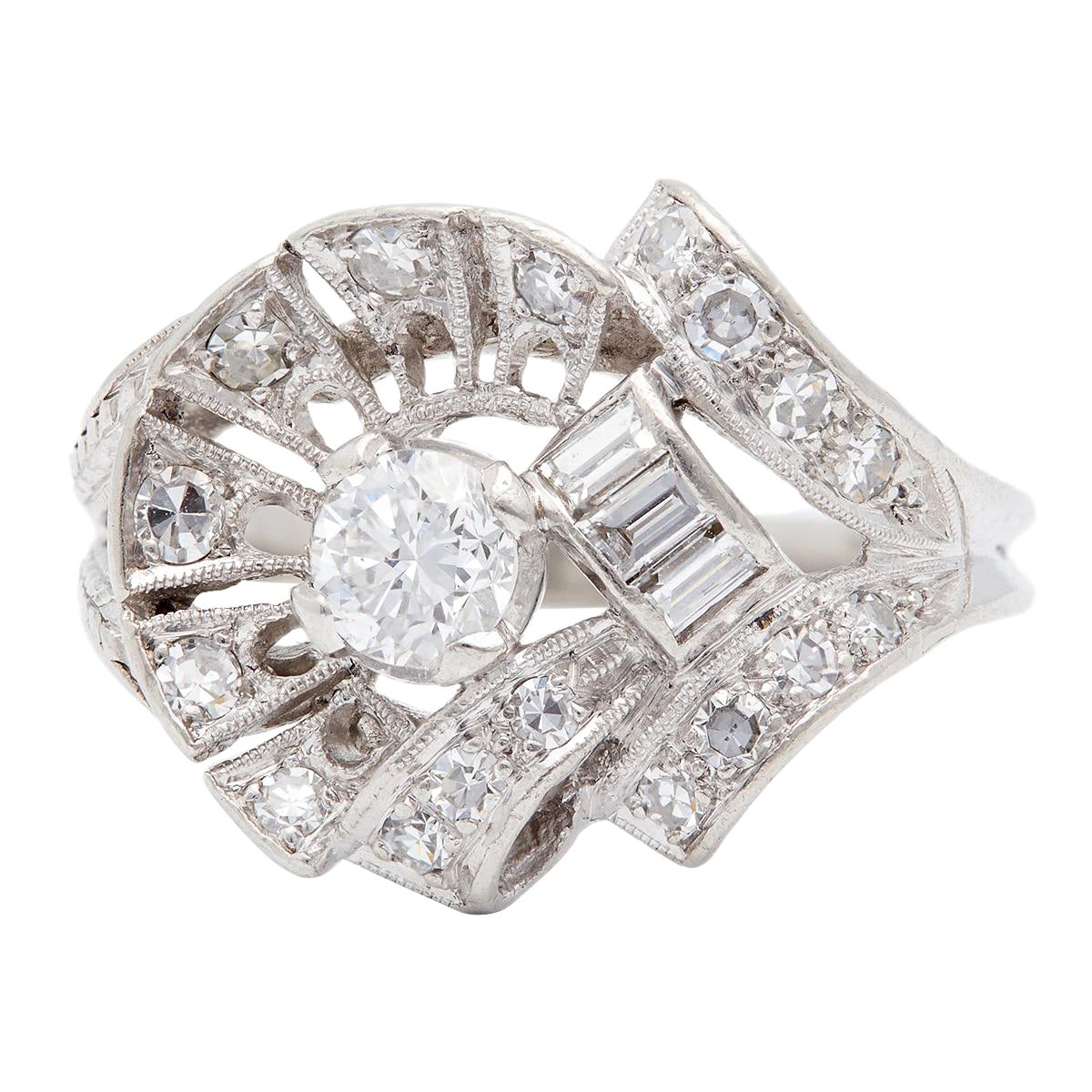 Art Deco 0.35 Karat Diamant-Platin-Ring