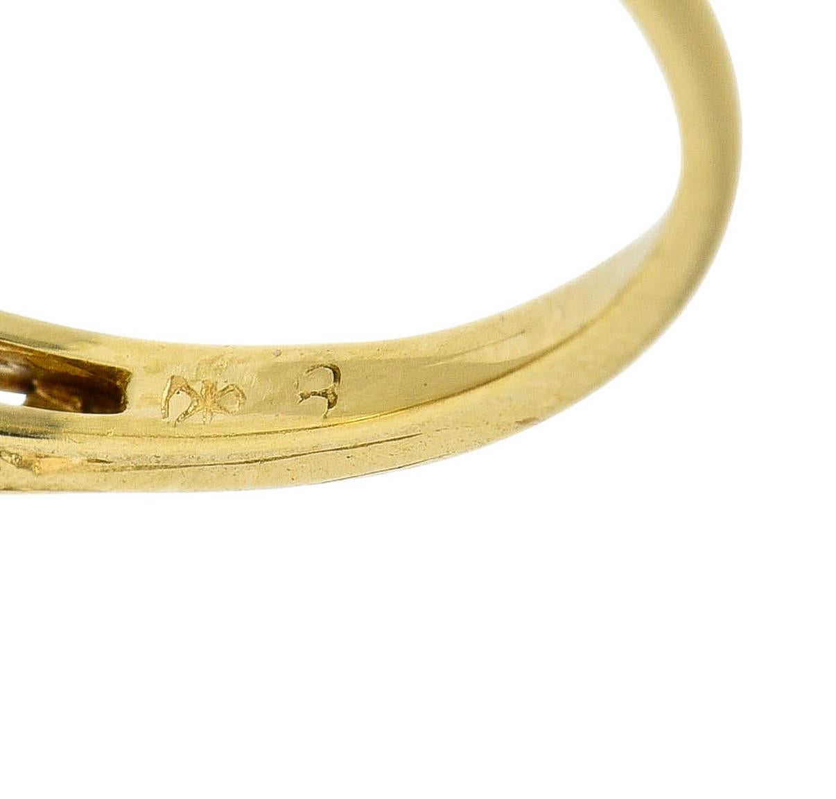 Art Deco 0.36 CTW Platinum 18 Karat Yellow Gold Volute Vintage Engagement Ring For Sale 3