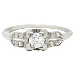 Art Deco 0.37 Carat Diamond Platinum Pyramidal Vintage Engagement Ring