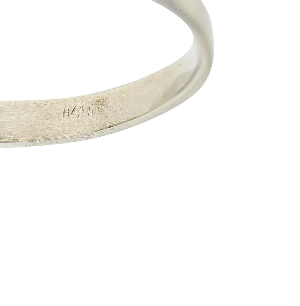 Art Deco 0.39 Carat Diamond 14 Karat White Gold Wheat Engagement Ring 1