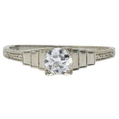 Art Deco 0.40 Carat Diamond 18 Karat White Gold Engagement Ring