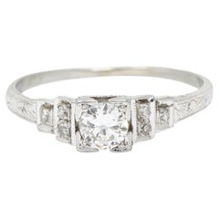 Art Deco 0.40 Carat Diamond 18 Karat White Gold Engagement Ring Art Deco 0.40 Carat Diamond 18 Karat White Gold Engagement Ring