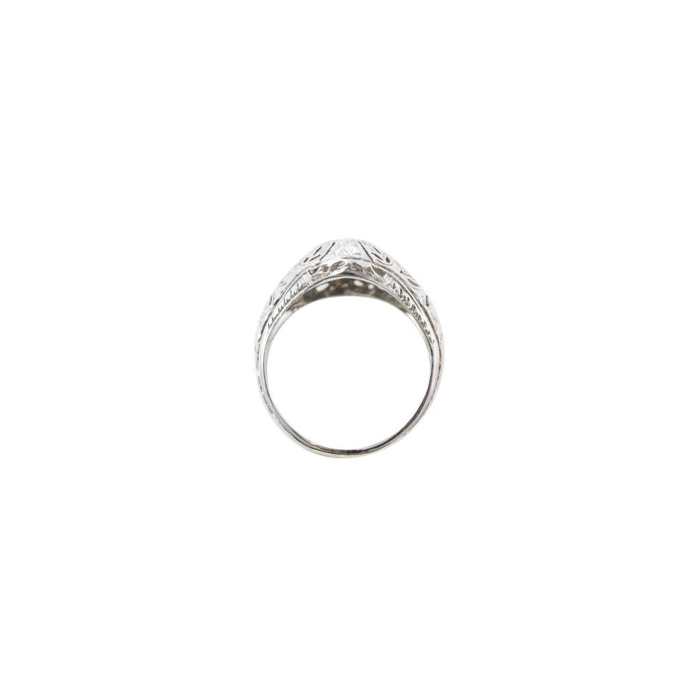 Art Deco 0.40 Carat Diamond Filigree 18 Karat White Gold Engagement Ring 1