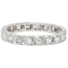 Art Deco 0.40 Carat Diamond Platinum Eternity Band Ring