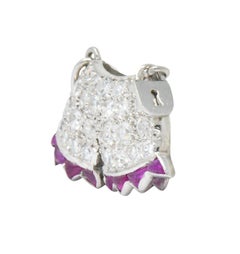 Art Deco 0.40 Carat Diamond Ruby Platinum Chastity Belt Charm