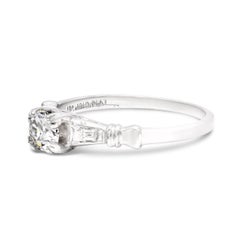 Art Deco 0.40 Ct. Old European Engagement Ring GIA F VS2 in Platinum
