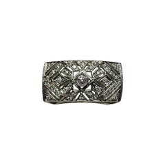 Art Deco Style 0.40 White Diamond 18 Karat White Gold Band Ring