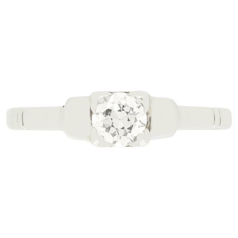 Art Deco 0.40ct Diamond Solitaire Ring, c.1920s en vente