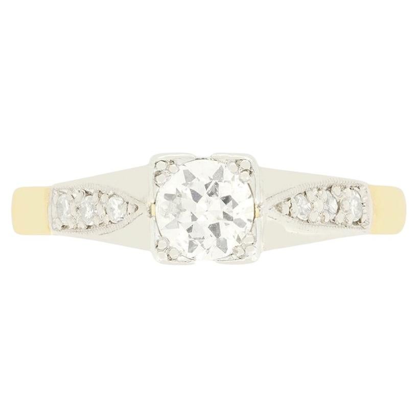 Art Deco 0.40ct Diamond Solitaire Ring, c.1930s en vente