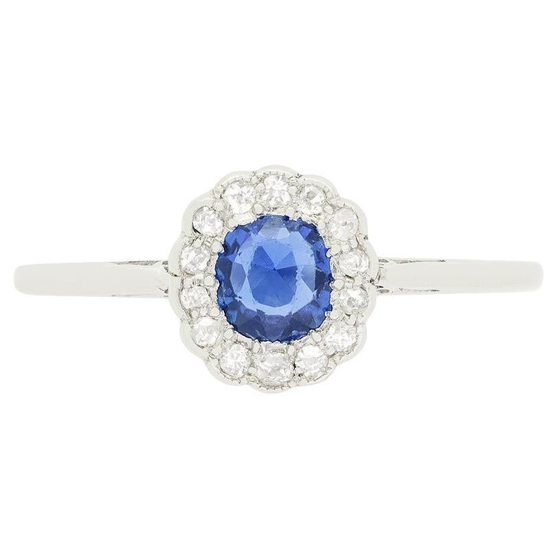 Art Deco 0.40ct Sapphire Cluster Ring, c.1920s