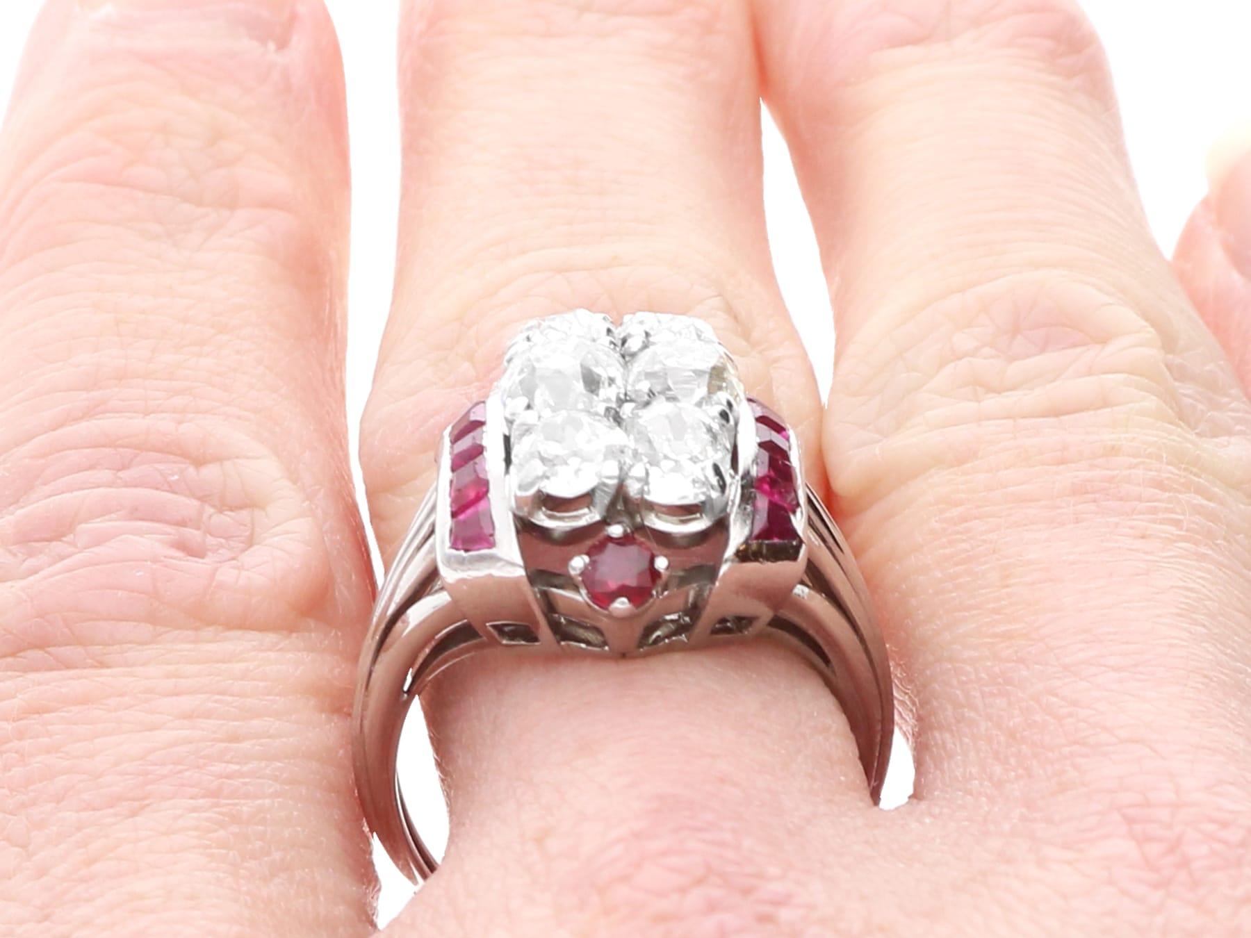 Art Deco 0.42 Carat Ruby and 2.97 Carat Diamond 18k White Gold Ring Circa 1930 For Sale 5