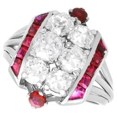 Art Deco 0.42 Carat Ruby and 2.97 Carat Diamond 18k White Gold Ring Circa 1930