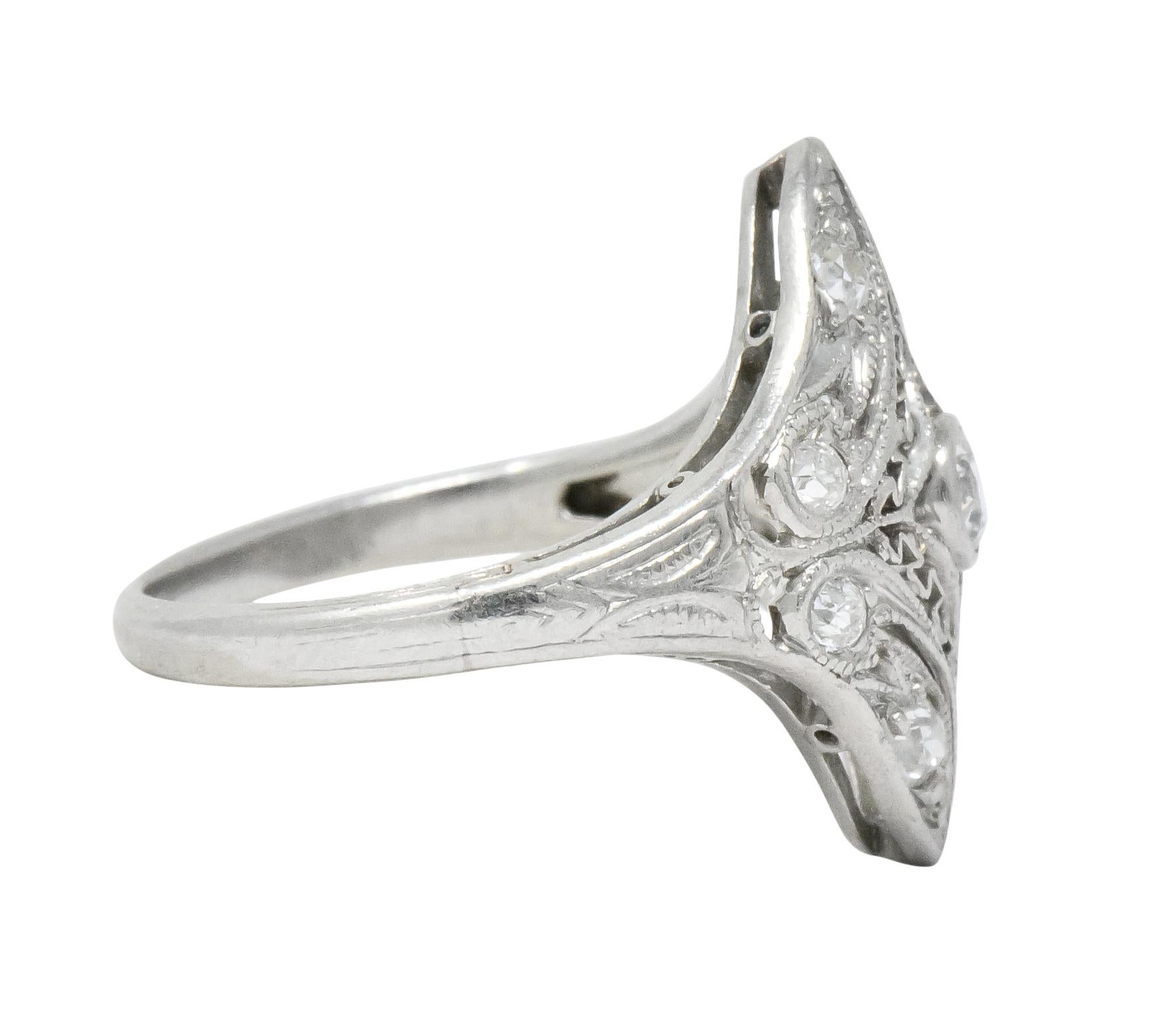 Art Deco 0.43 Carat Diamond Platinum Dinner Ring 1