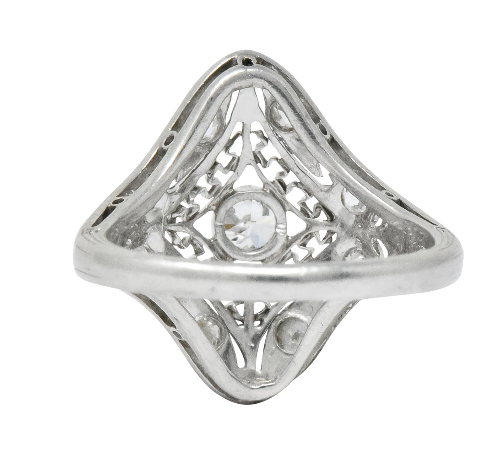 Art Deco 0.43 Carat Diamond Platinum Dinner Ring 2