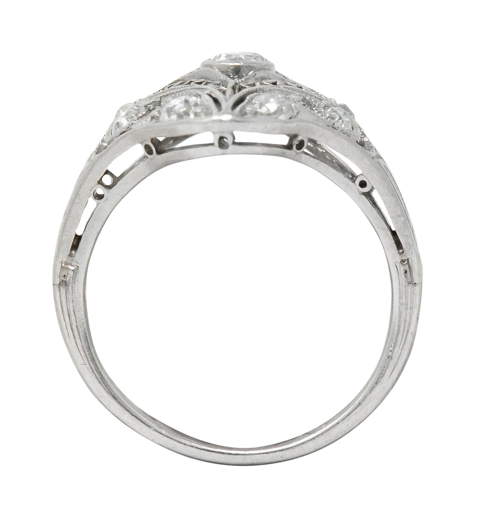 Art Deco 0.43 Carat Diamond Platinum Dinner Ring 3