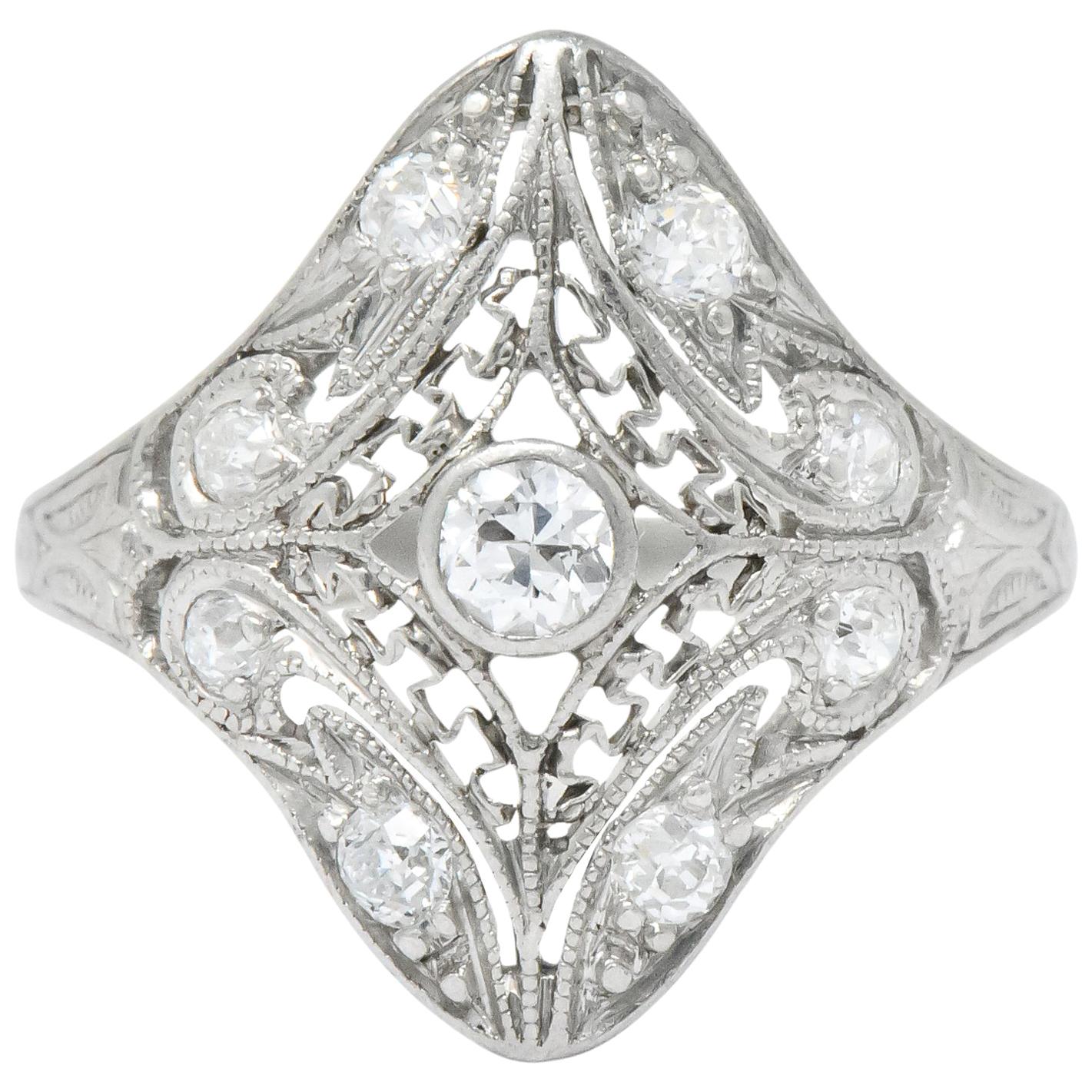 Art Deco 0.43 Carat Diamond Platinum Dinner Ring