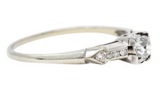 Bague de fiançailles Art déco en or blanc 18 carats avec diamants de 0,44 carat